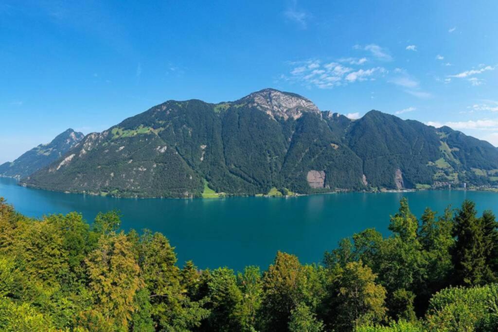 Exklusives Chalet Mit Traumhafter See- Und Bergsicht Seelisberg Bagian luar foto